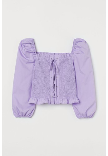 H&M purple Smocked blouse B618CAAF7130D9GS_1