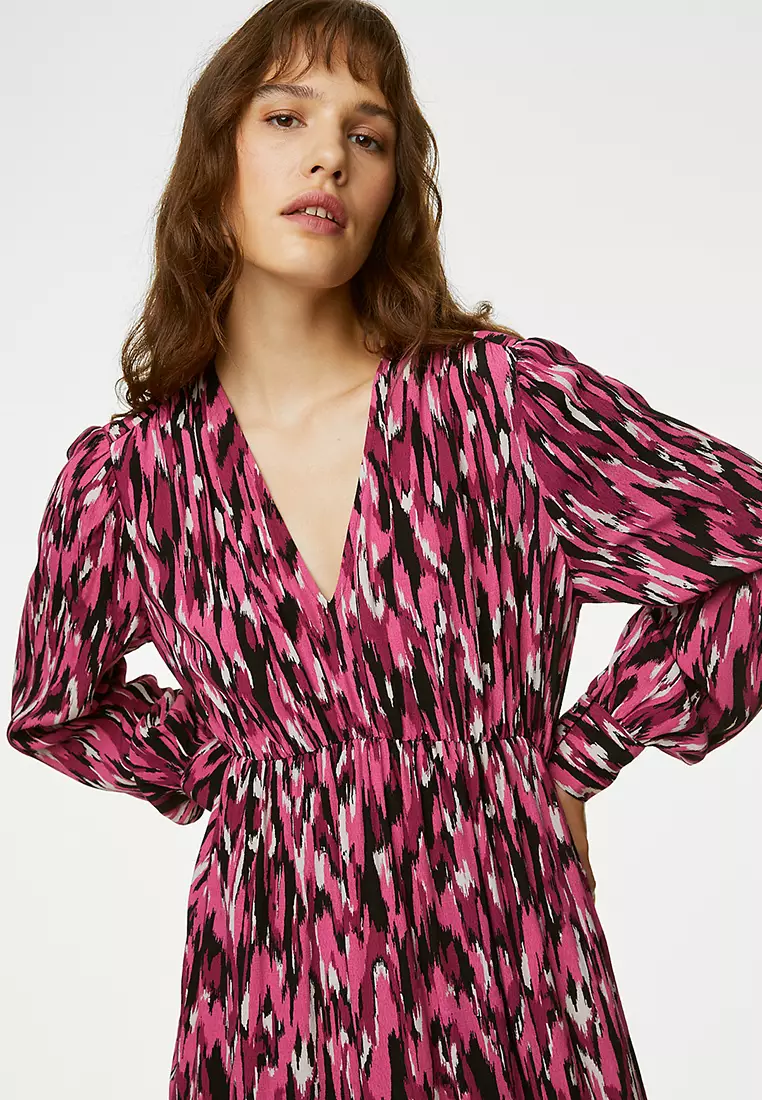 Printed V-Neck Midaxi Tea Dress