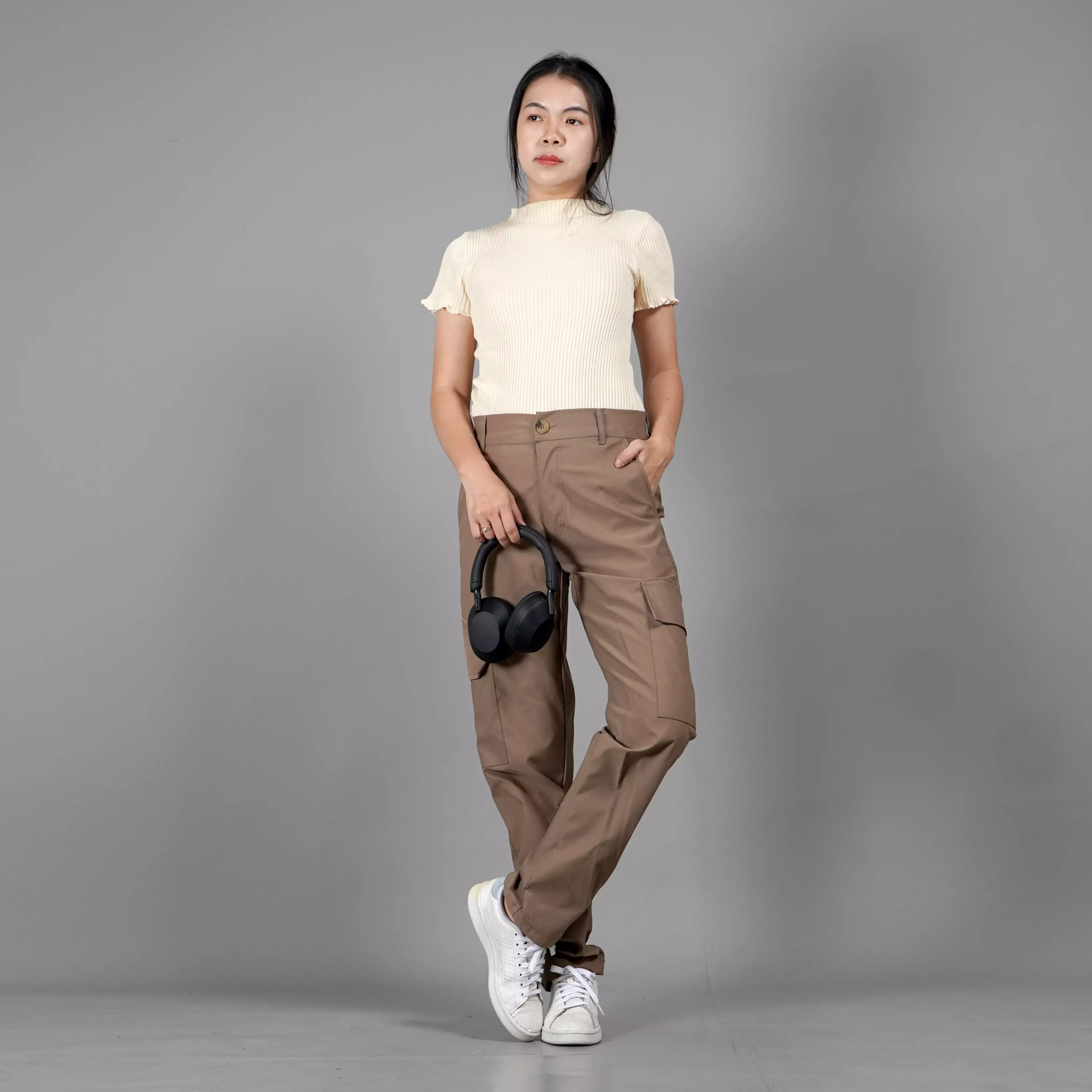 RAYSA Celana Cargo Panjang Wanita Celana Cargo Earth Tone Wanita - Coksu