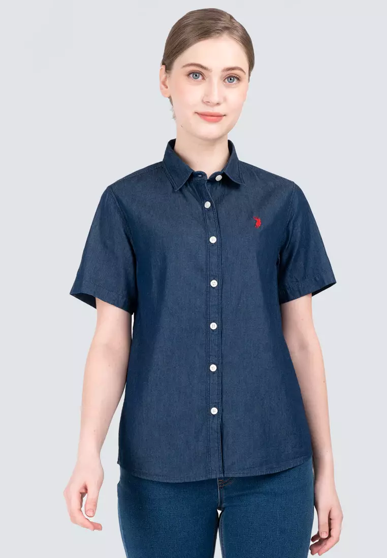 Polo Haus - Women’s Signature Fit Denim Short Sleeve Shirt WWSSV004