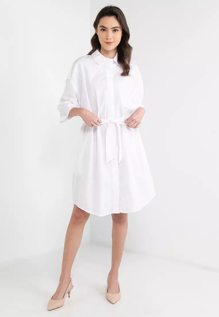 Buy Armani Exchange Short Sleeve Belted Shirt Dress Online | ZALORA ...