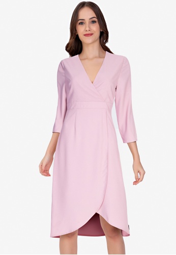ZALORA WORK pink Wrap Front Tulip Skirt Dress 67D99AA828929AGS_1