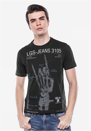 LGS - Slim Fit - Kaos Pria - Hitam - Jeans 3105.