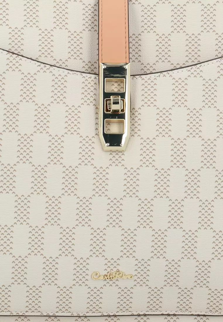 LoveGrid Flap 2-Way Shoulder Bag  - Medium Beige