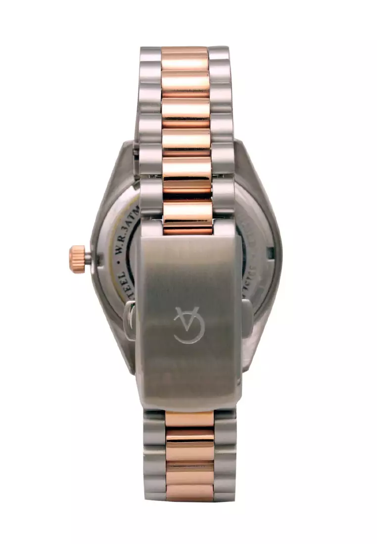 Alexandre Christie Jam Tangan Wanita - Silver Rosegold Green - Stainless Steel - 5015 LDBTRGN