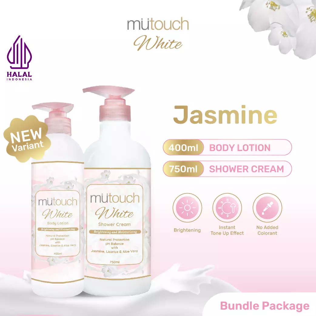 Mutouch White Brightening Set - Shower 750ml + Lotion 400ml - Perawatan Tubuh