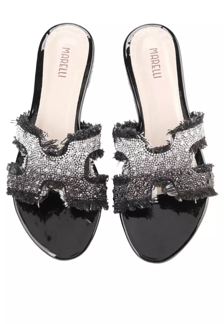 Gozana Sandal Wanita Flat Teplek  - Black