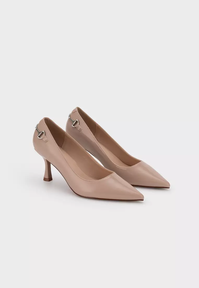 POINTED TOE BUCKLE DETAIL MID HEEL PUMP