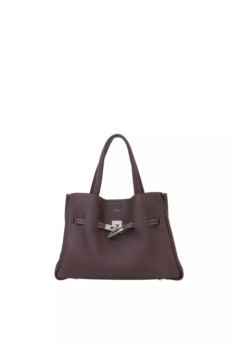 SAOIRSE Soft Structural Belt Tote Bag - Dark Brown