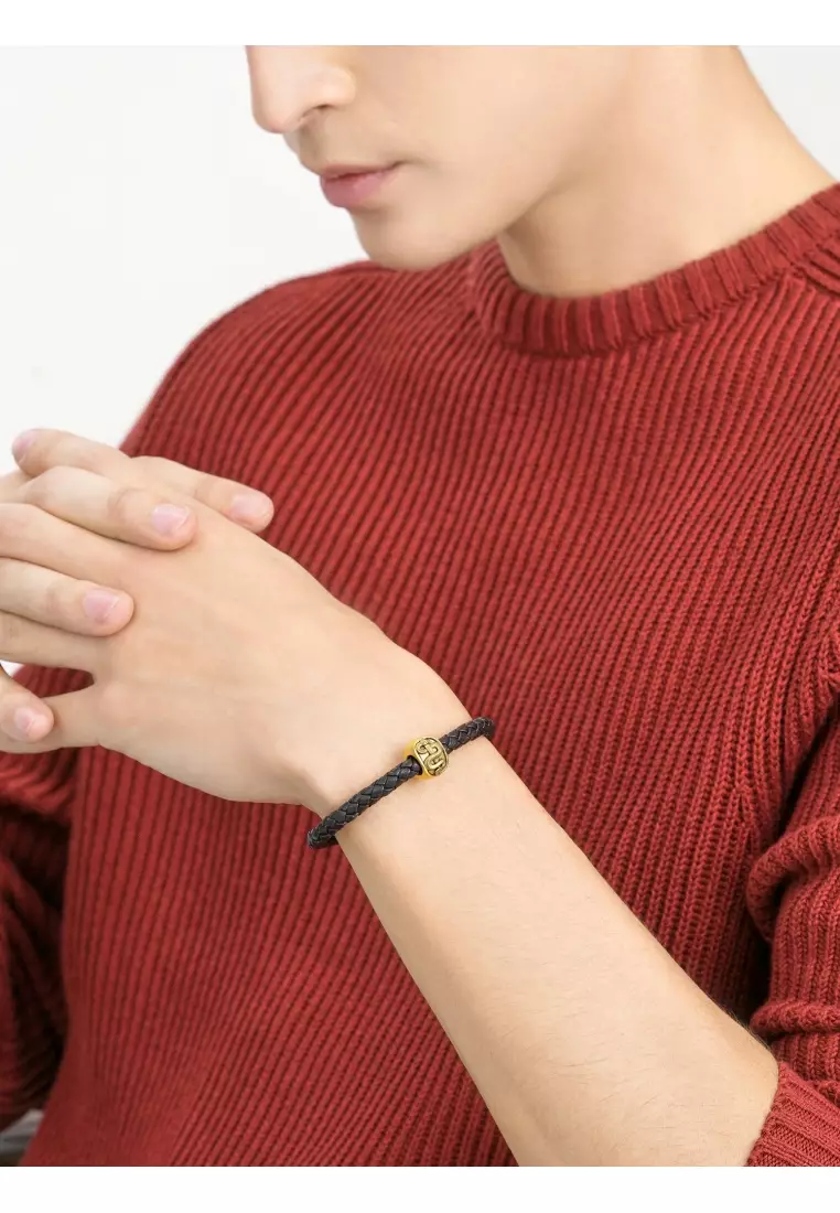 999 24K Solid Gold Noir Rod of Asclepius Charm 92007C (Bracelet not included)