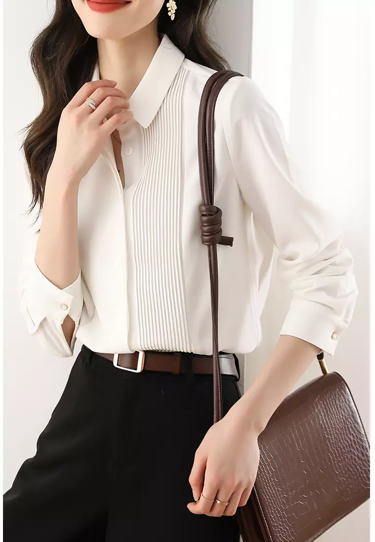 Pleated Design Shirt Blouses