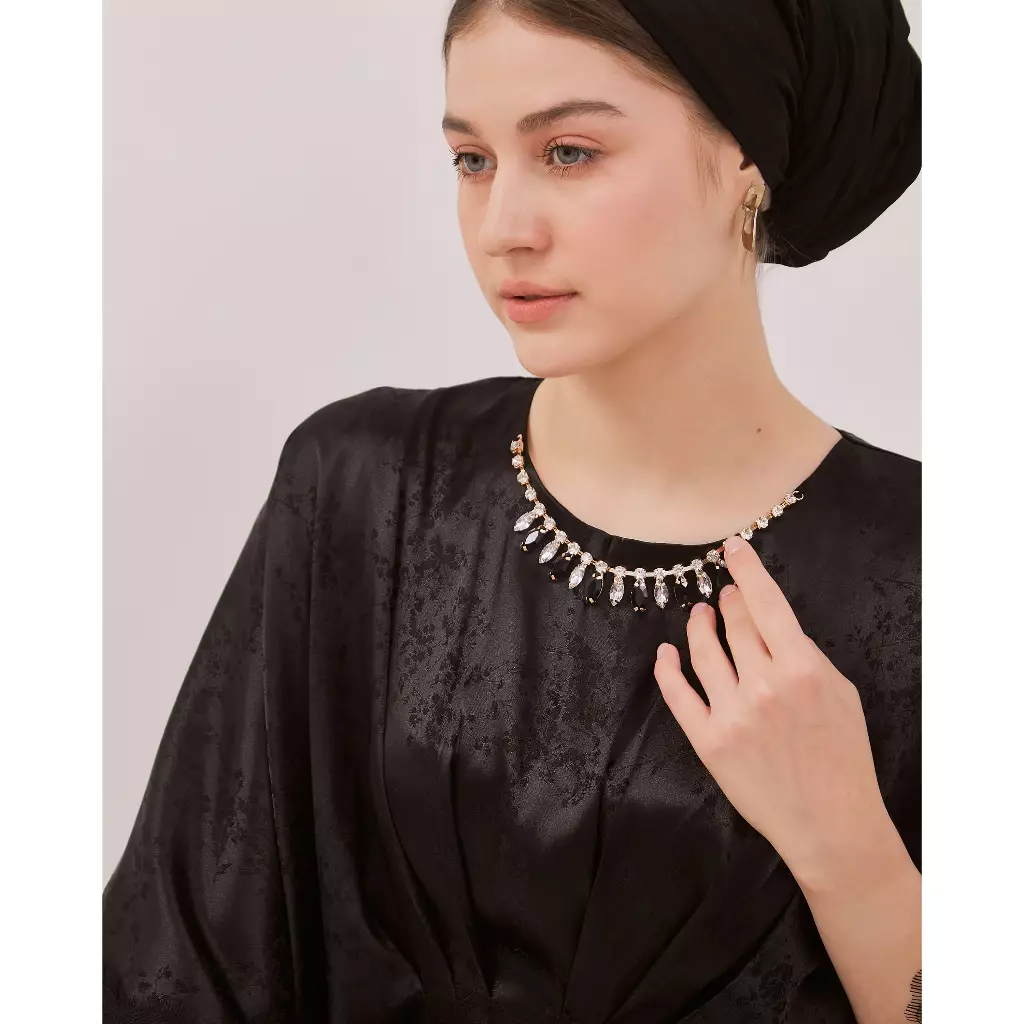 Urban Exchange Kaftan Nadine Black - Abaya Lebaran Wanita Long Dress Premium