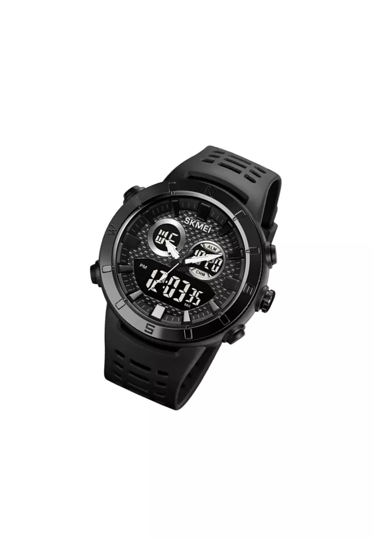 Jam Tangan Pria Analog Digital Sport Alarm Waterproof EL Light - 2014 - Black