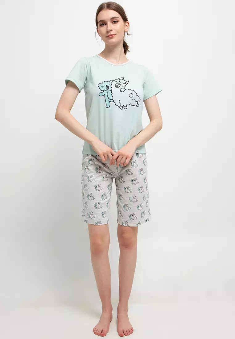 Pyama Baju Tidur Short Sleeve Short Pants  Set  Sleepwear