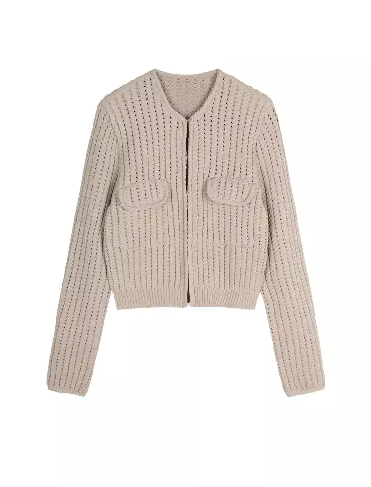 修身短款開襟毛衫