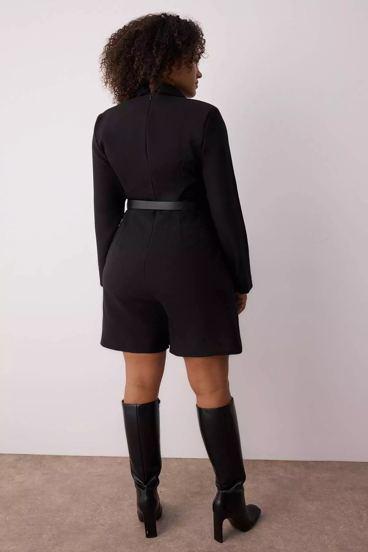 Jual Trendyol Black Woven Belt Dress Look Mini Plus Size Jumpsuit