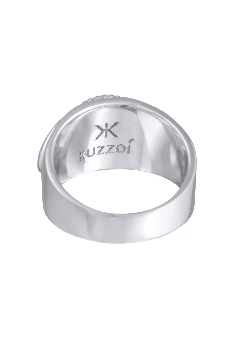 Ring Men Signet Oval with Howlite Gemstone in 925 Sterling Silver