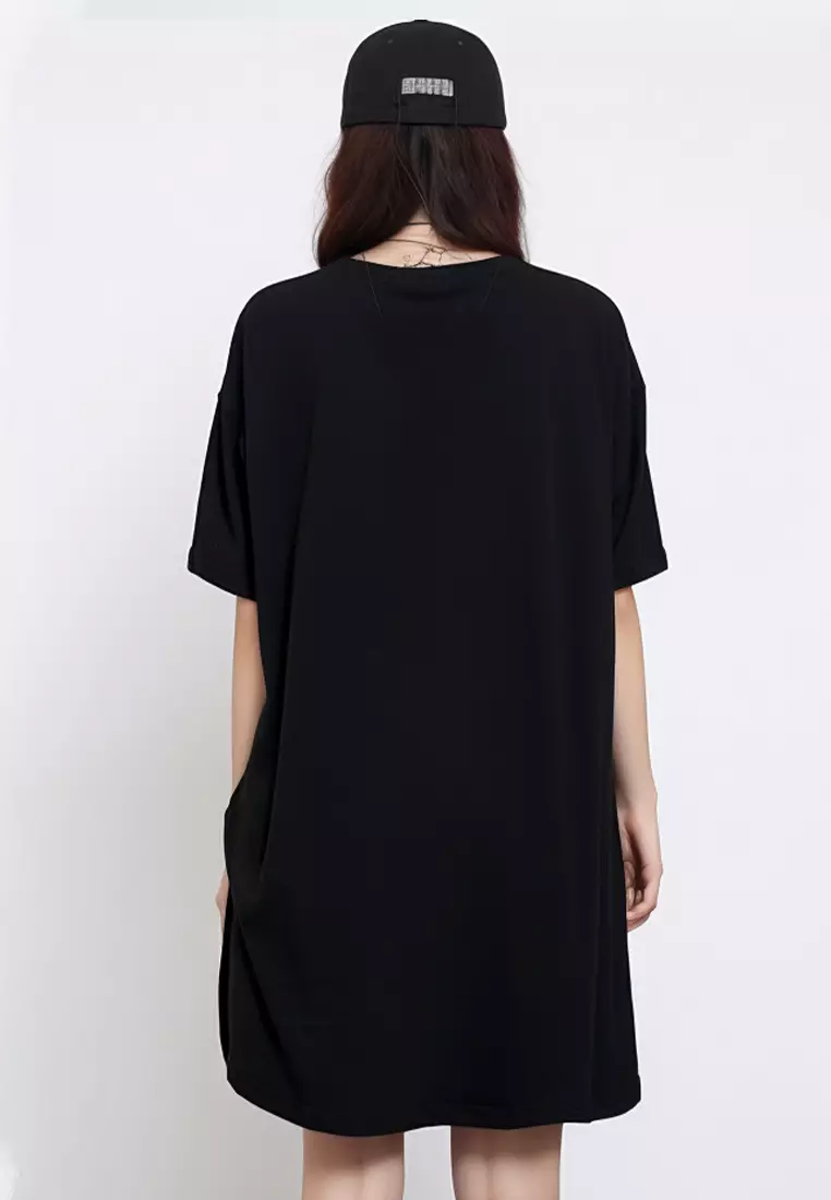 LTE94 long dress kaos korean style casual girls do everything better hitam