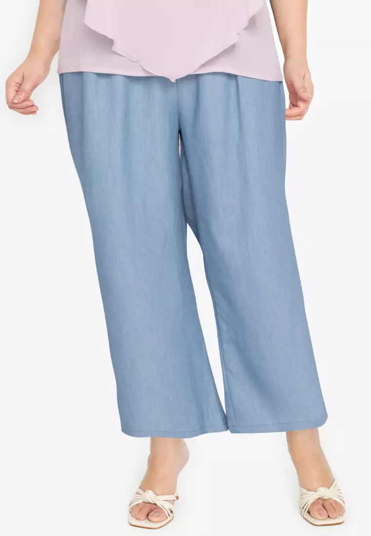 Plus size cotton wide leg pants discount