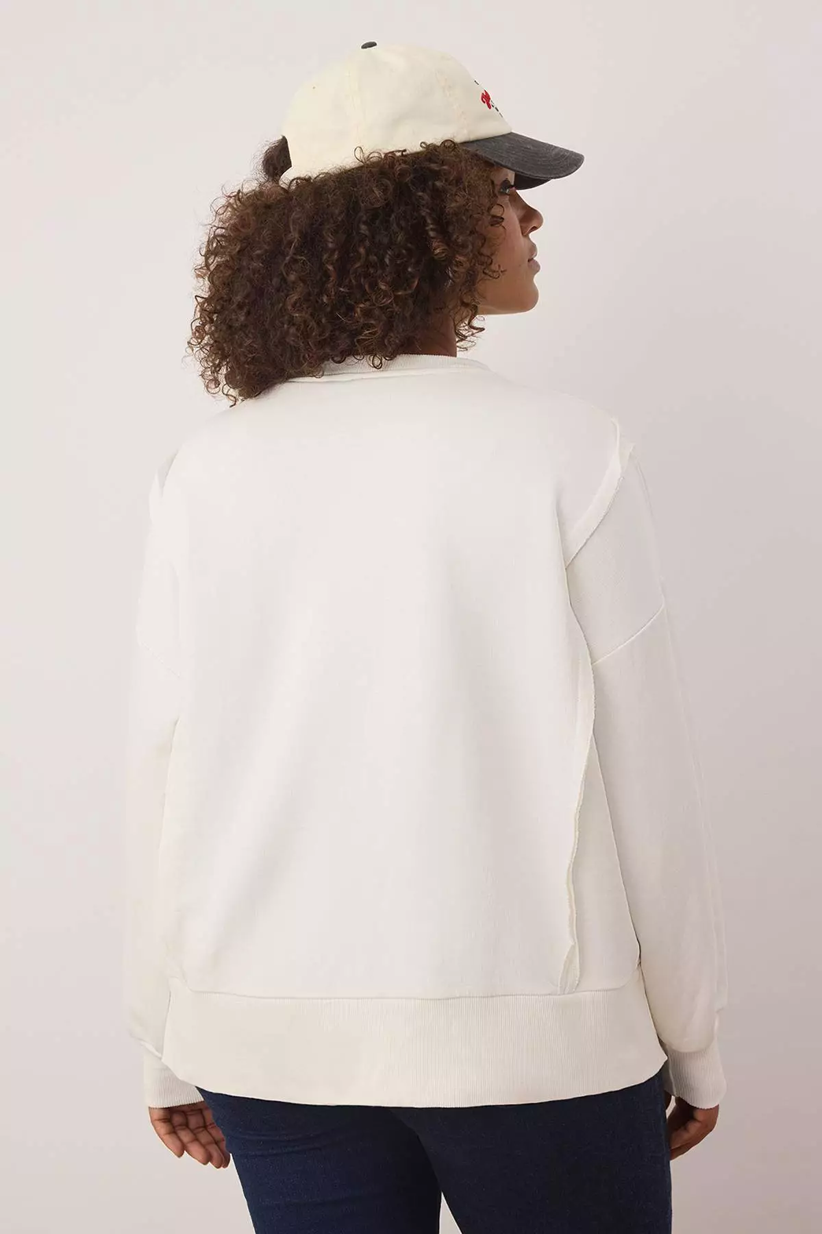 Ecru State Printed Oversize Fit Plus Size Sweatshirt Tbbaw26Ao00014