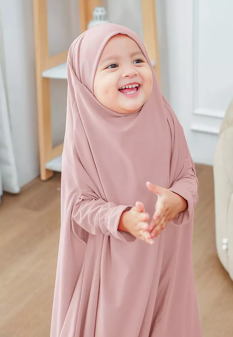 Alyafa Khimar One set Syari | Set Dress Gamis Syari Cadar - Anak - L