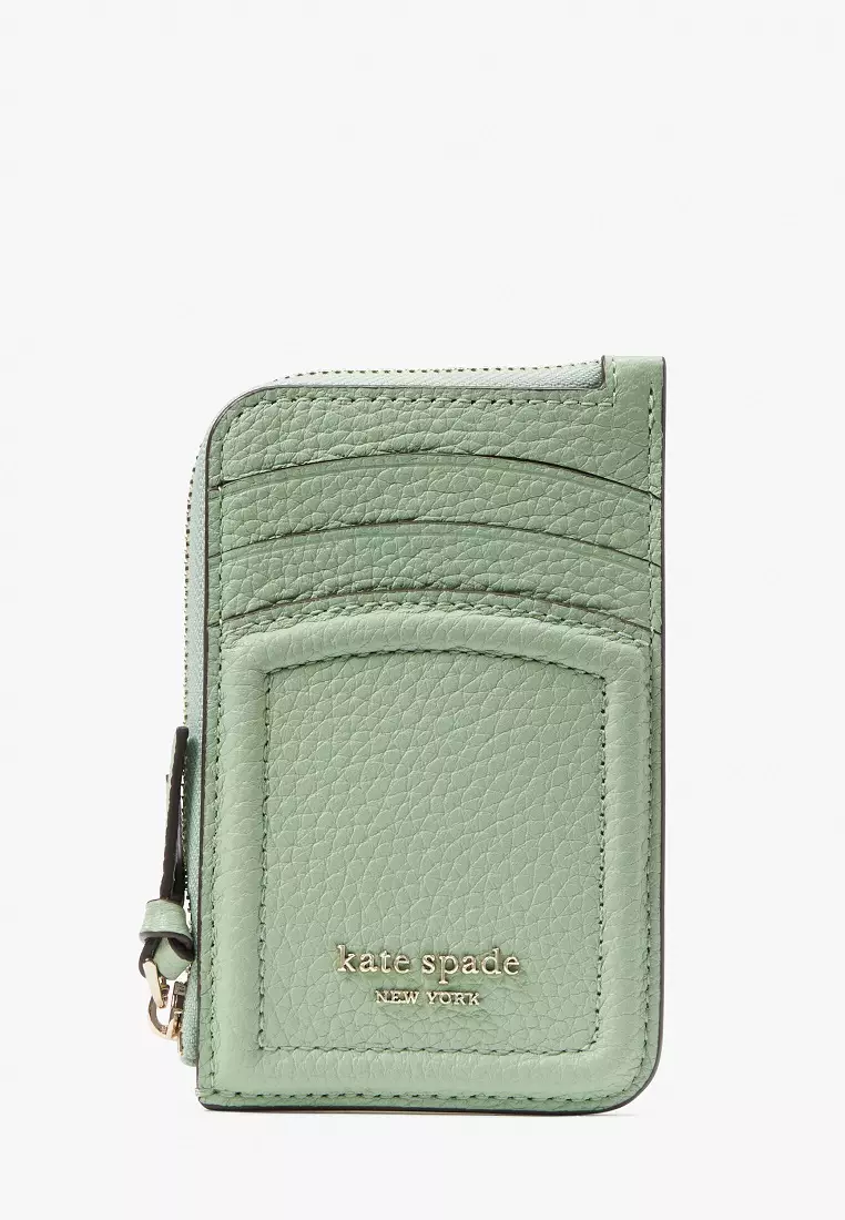 Margaux leather top zip card holder