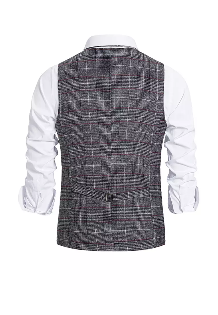 Mens gray suit on sale vest