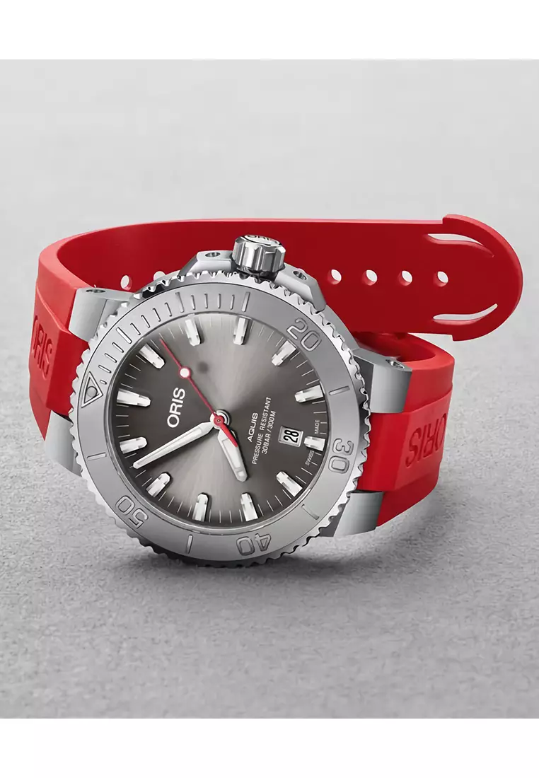 Oris Aquis - Jam Tangan Automatic Pria - Red Rubber Strap - 733 7730 4153