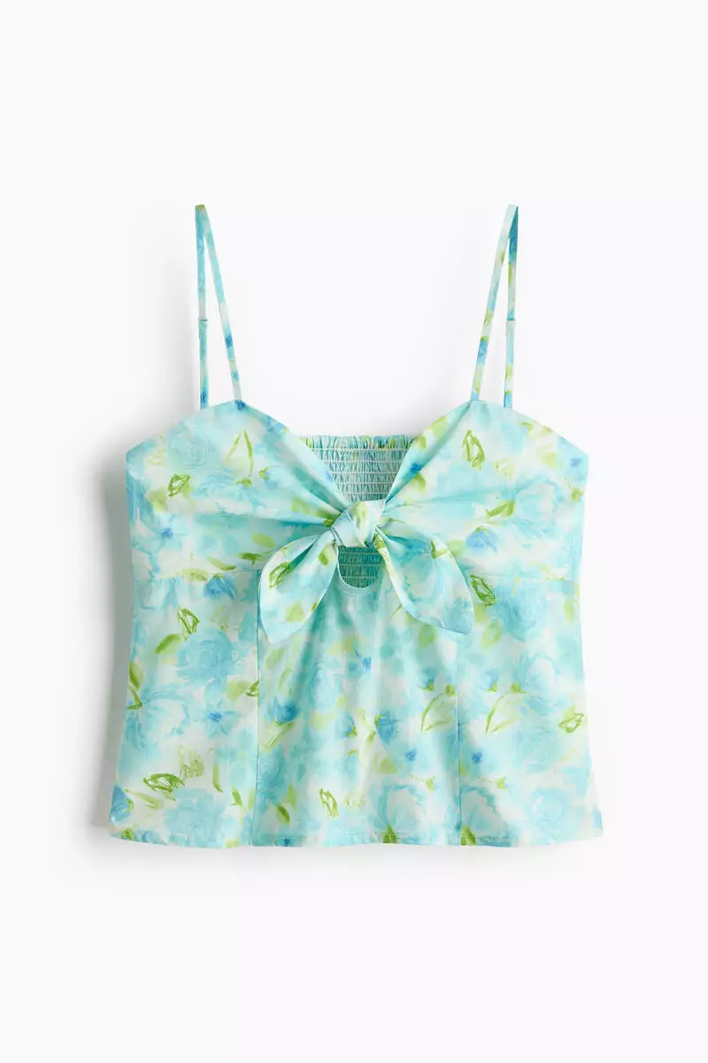 Tie-detail poplin top