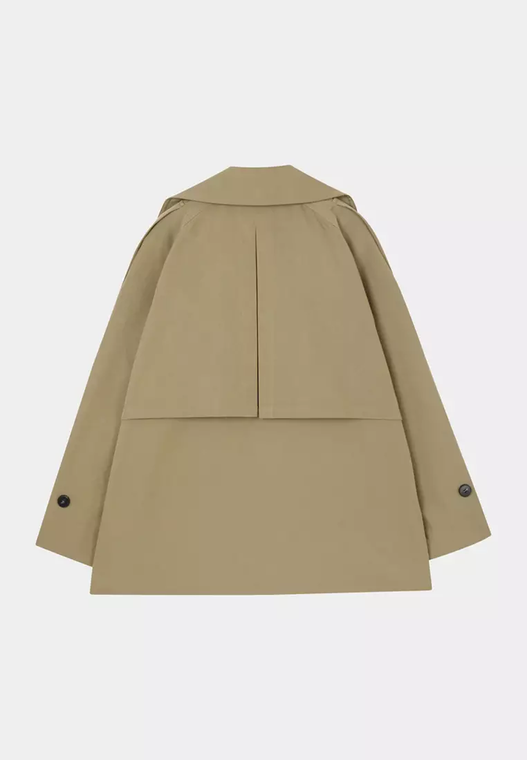 草綠中長版風衣外套