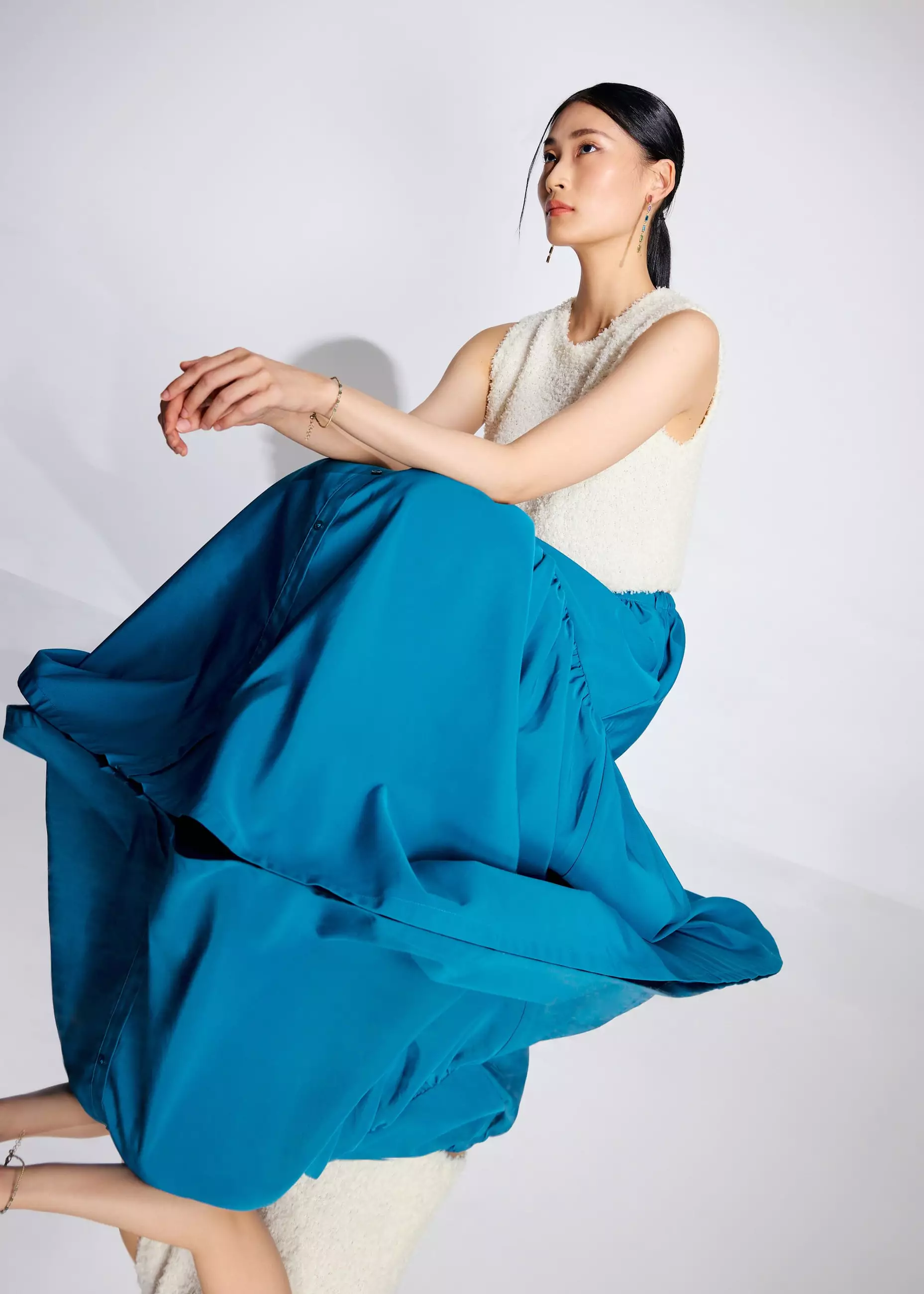 Atasan Wanita - Fuzzy Knit Shell Crop Top