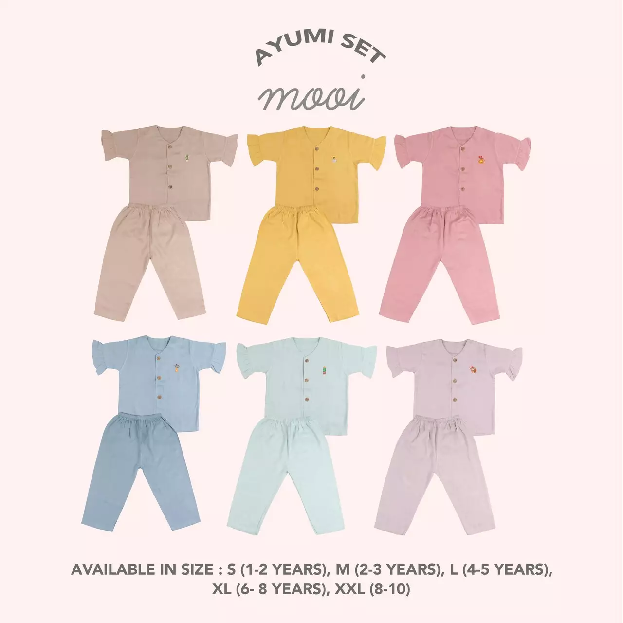 Mooi Piyama Anak Baju Tidur Anak Ayumi Set - Khaki