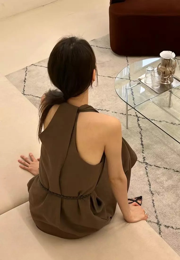 Retro waist cinching loose slimming vest dress CA25032728BW