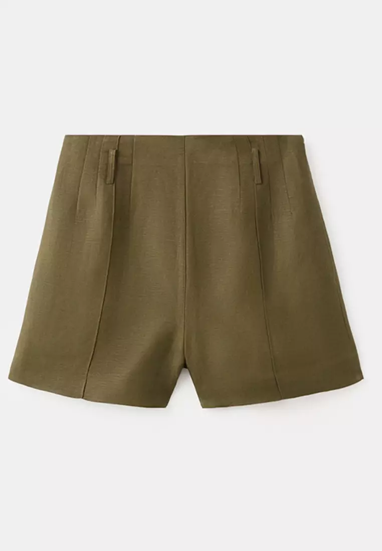 High-Waist Linen Shorts