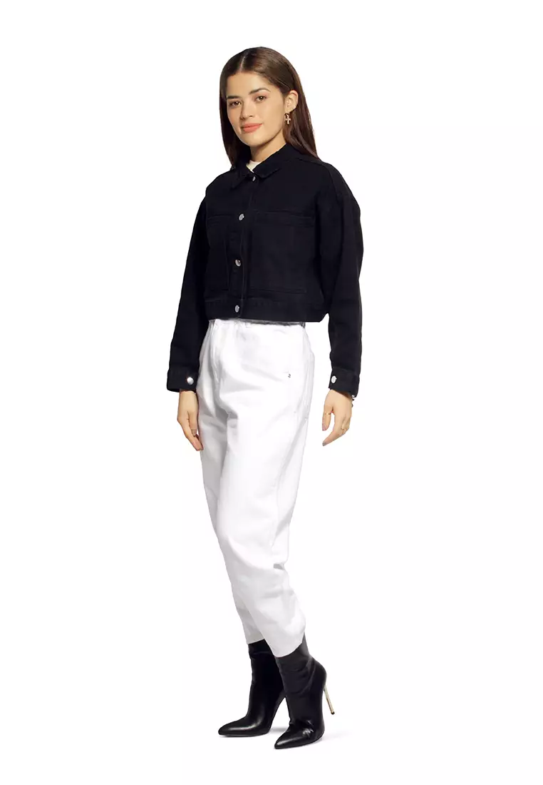Jaket Denim Cropped Hitam