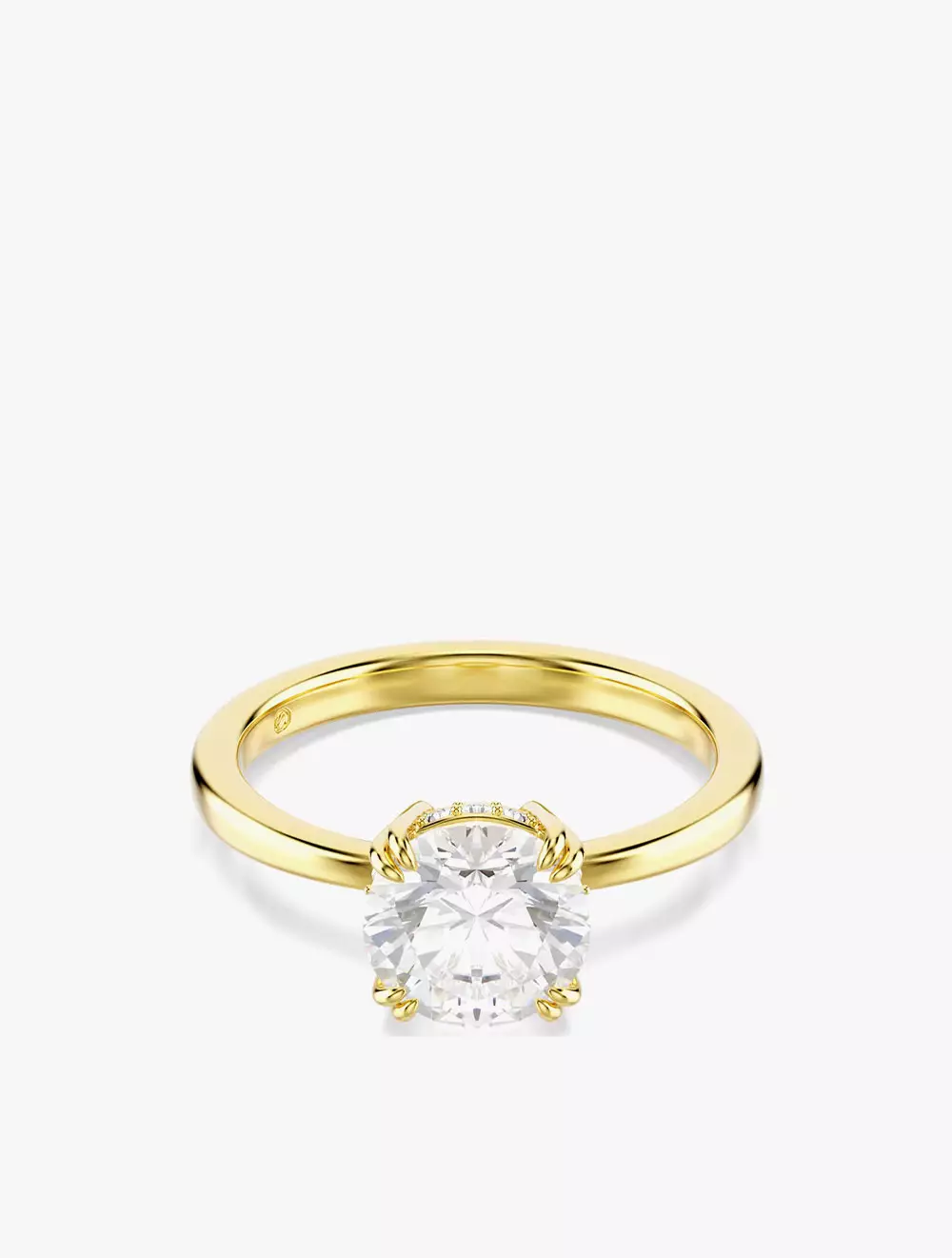 Stilla Attract cocktail ring, Round cut, White, Gold-tone plated