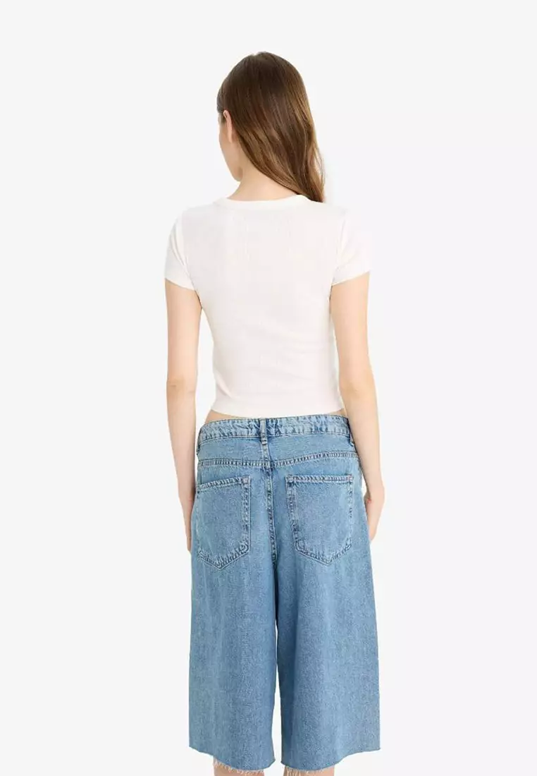 Basic Plain Ribbed T-Shirt