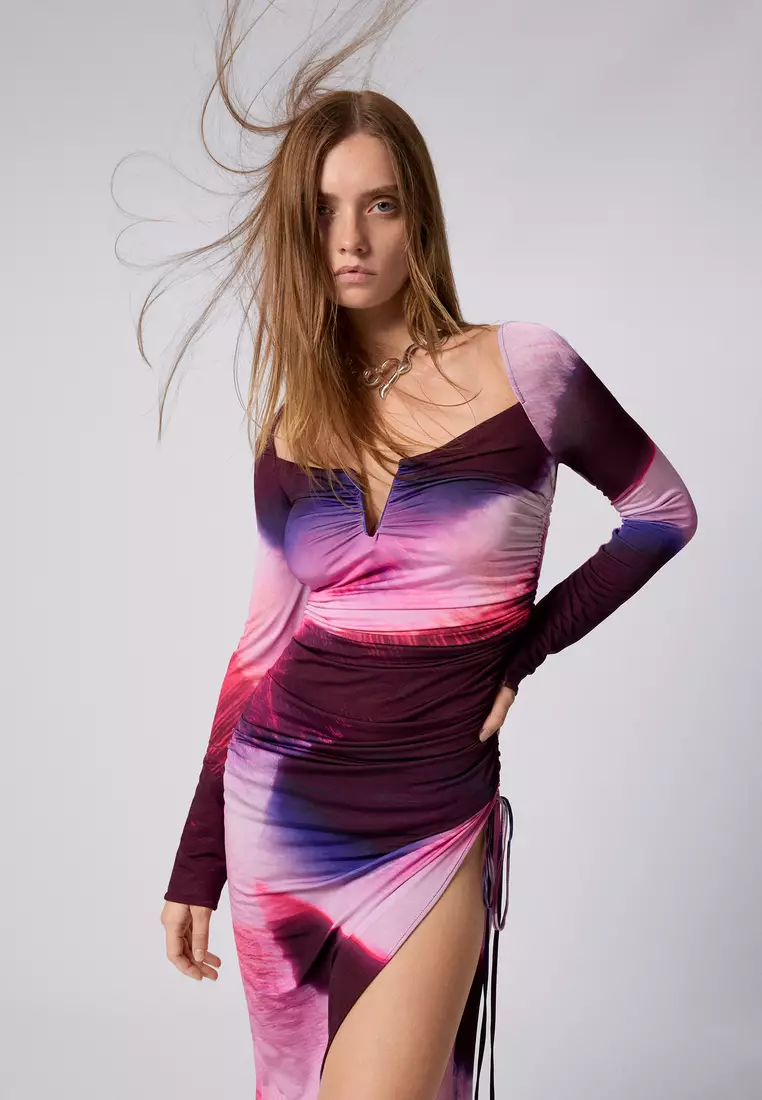 Midi dress with slit