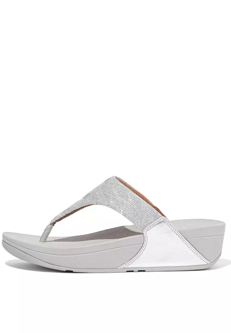 FitFlop LULU Women's Glitz Toe-Post Sandals - Silver (ET8-011)