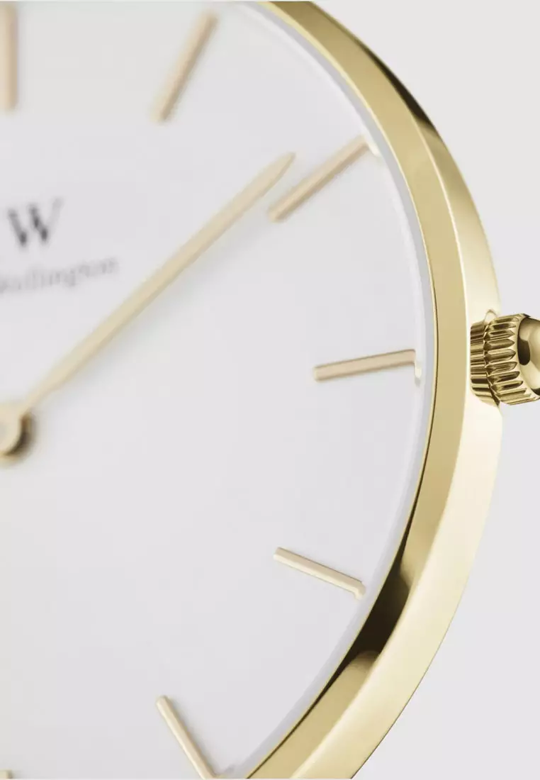 Petite Evergold White 36mm Watch Mesh strap White dial Gold Unisex watch Watch for women and men DW