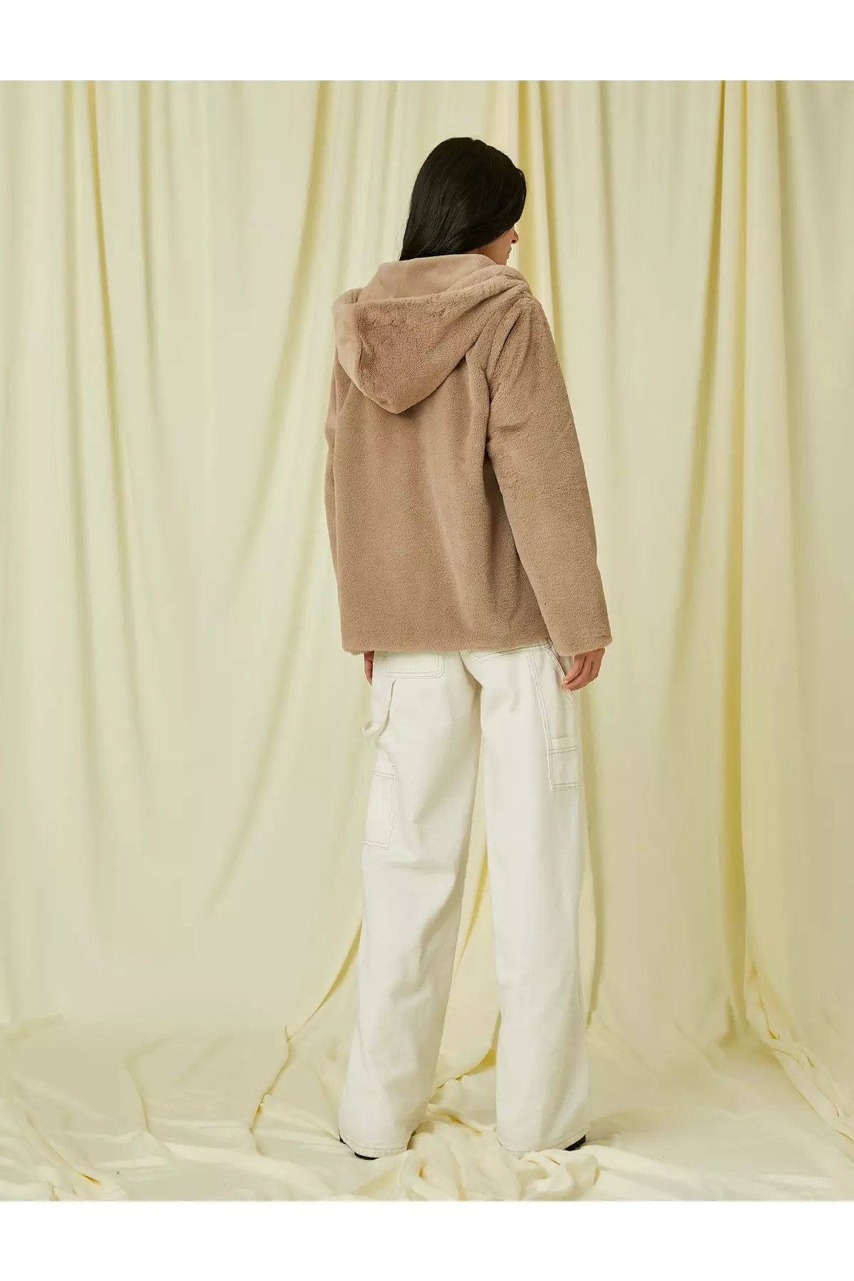 Hooded Oversized Plush Short Coat
