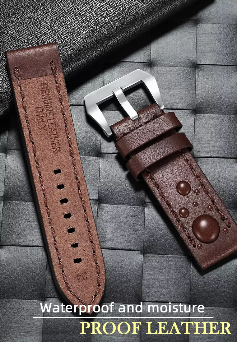 Tali Kulit Asli Jam Tangan Leather Strap 24mm cokelat