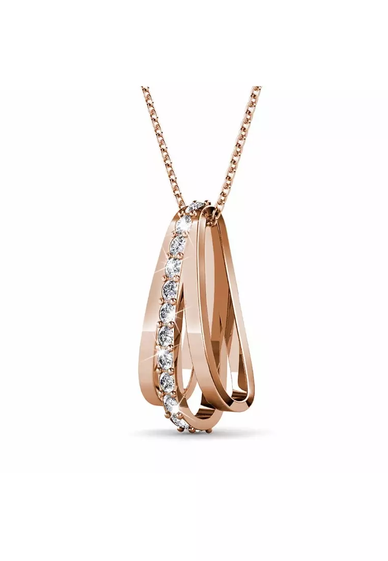 Sparkly Triple Round Necklace in Rose Gold Adorned With SWAROVSKI® Crystals