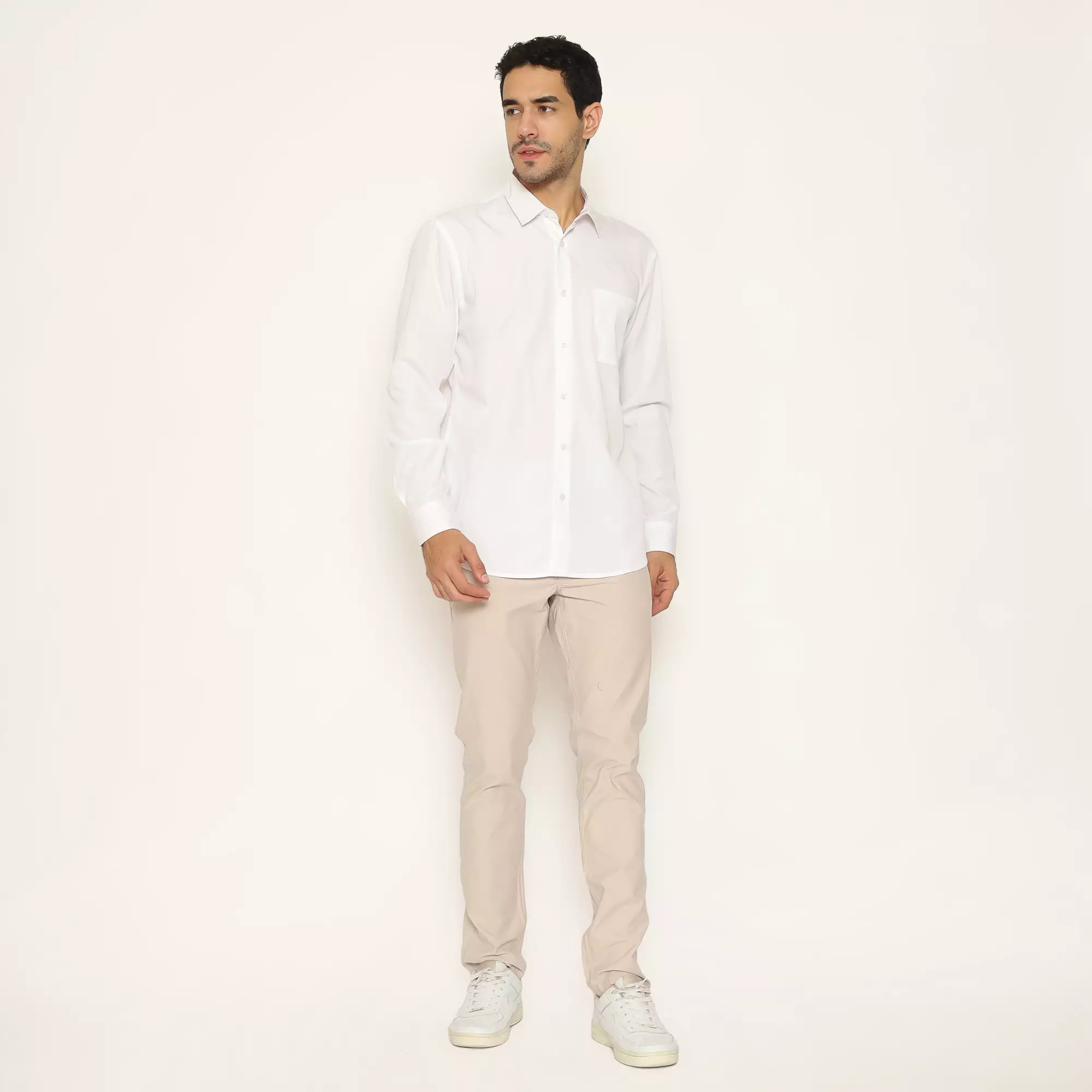 AMK Kemeja Basic Pria Lengan Panjang SHS GINJIRO L/S White