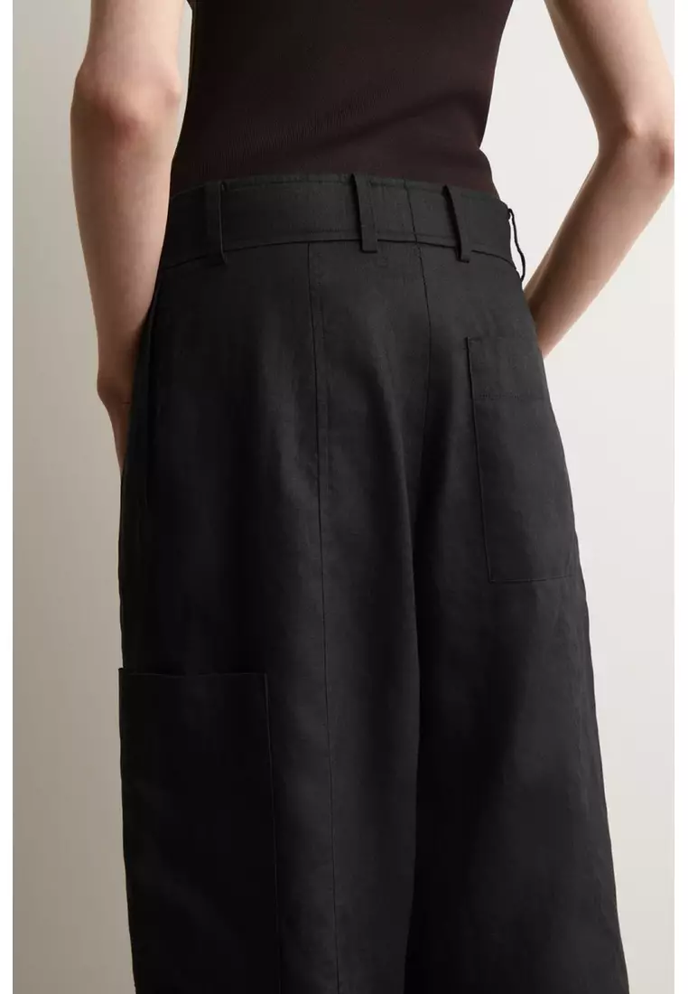 LINEN UTILITY BERMUDA SHORTS