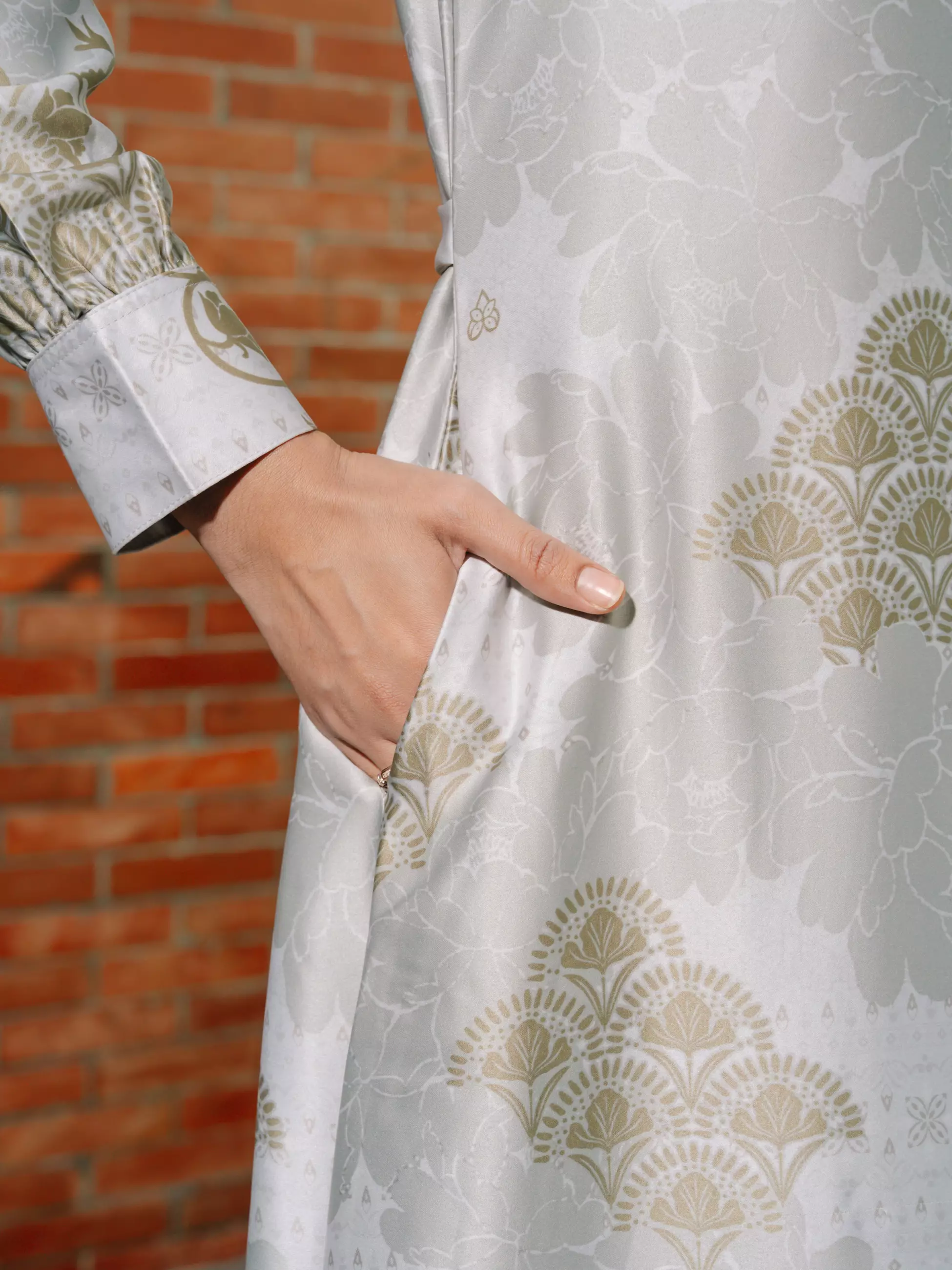 Kanaya Cream Olive Gamis Wanita Dress
