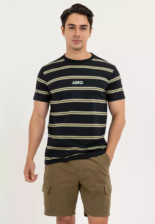 Men's Aeropostale Black Striped Loose Tee