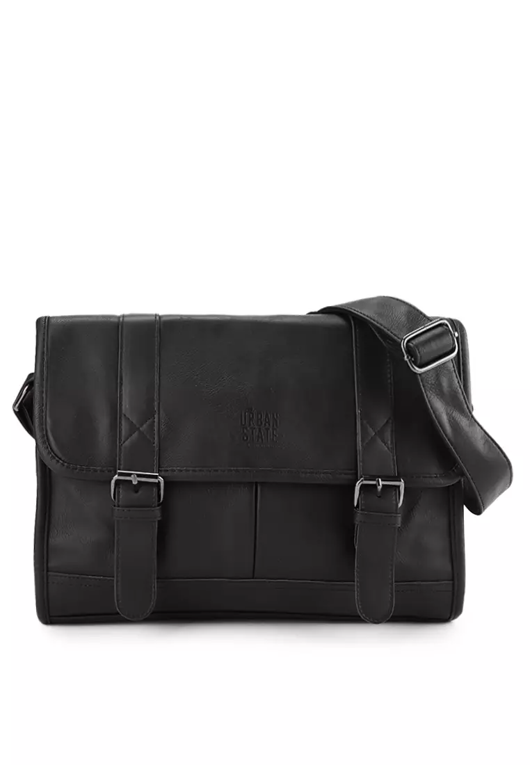 Distressed Leather Relay Messenger Bag