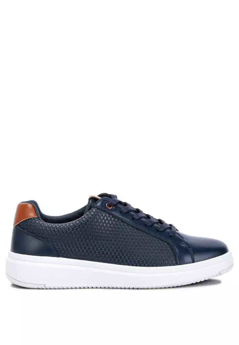 Discount on London Rag  shoes - SKU: Embossed Lace-Up Sneakers In Navy