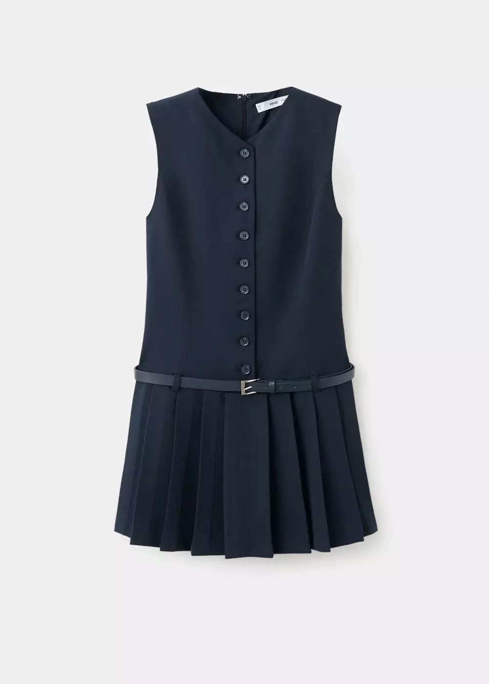 Gaun aksen lipit dengan sabuk